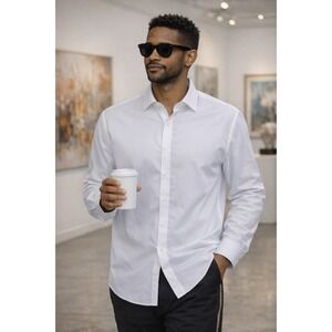 BOSS Hugo Boss White Dress Shirt Mens 41 16 Long Sleeve Formal